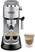 De’Longhi Dedica Espresso Machine with Manual Milk Frother, 15-Bar Pump & Adjustable Tray - Home Barista Coffee Maker for Espresso, Latte, Cappuccino & Iced Coffee - Italian Stainless Steel Design
