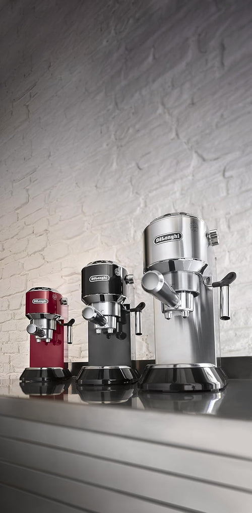 De’Longhi Dedica Espresso Machine with Manual Milk Frother, 15-Bar Pump & Adjustable Tray - Home Barista Coffee Maker for Espresso, Latte, Cappuccino & Iced Coffee - Italian Stainless Steel Design